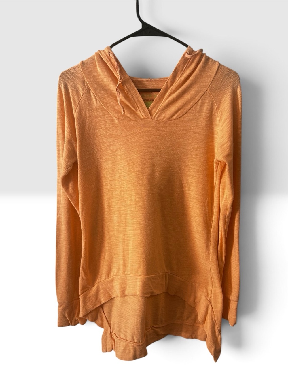 Earth Yoga Organic Cotton Bamboo High Low Hooded Top Peach S